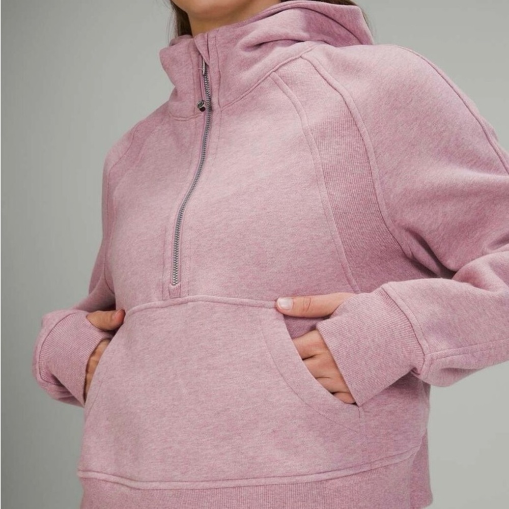 Lululemon heathered pink  Oversized half zip scuba Sweatshirt